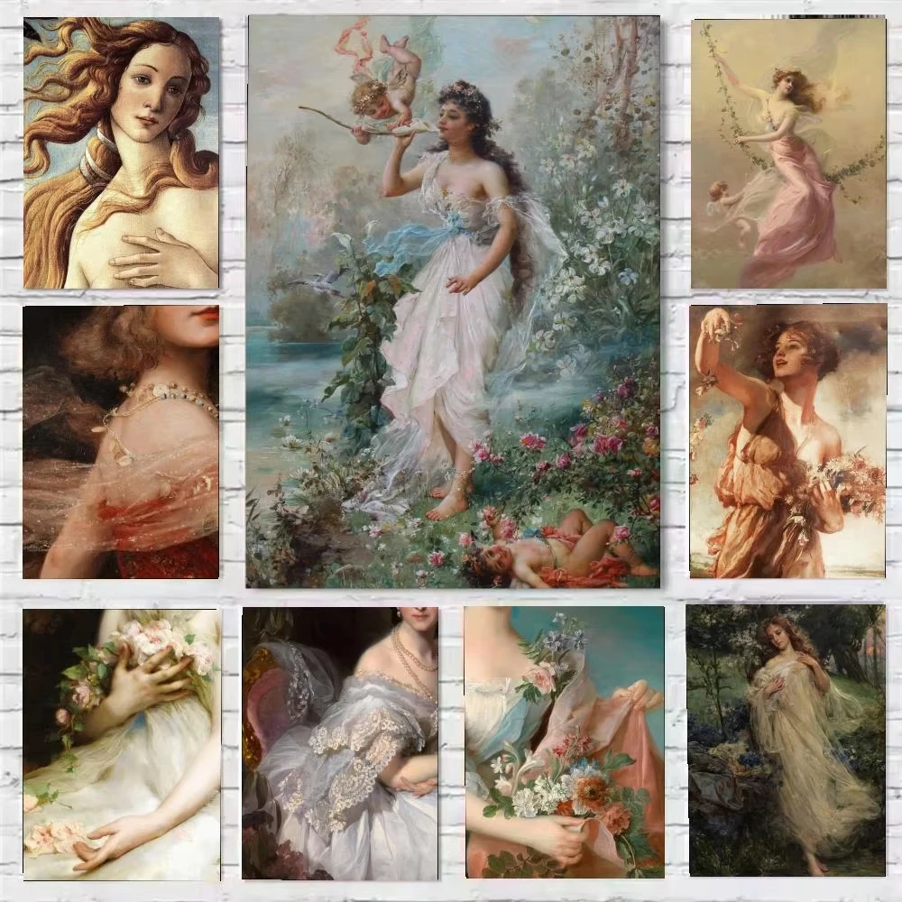 Oil Painting By Numbers Vintage Academic Art Noble Maiden Figure Classic Mythology Beauty Floral Landscape Canvas Painting
