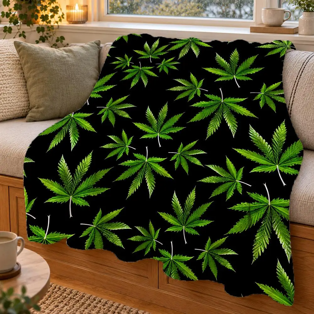 Dark Tropical Foliage Pack Throw Double Sided Flannel Throw Blanket Soft Warm Washable Home Decor