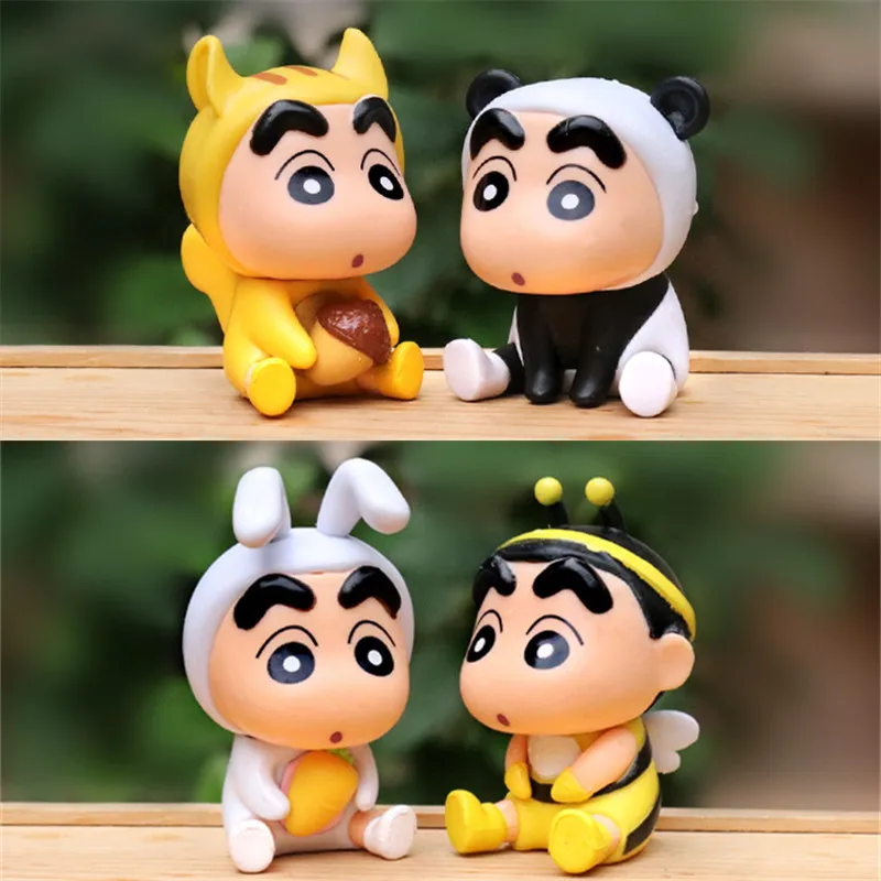 6 sztuk/zestaw Anime kredka ShinChan figurki 6cm Nohara Shinnosuke figurka seria zwierząt Model z pcv ozdoby na biurko dla dzieci prezent