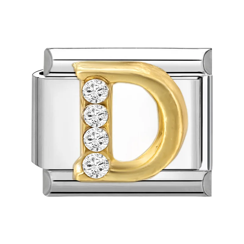 1 Stück 304 Edelstahl Italienische Charm-Anhänger 26 Englische Buchstaben Passend für 9mm DIY Armband Schmuckherstellung 10mm x 9mm Personalisiert – Detail 16