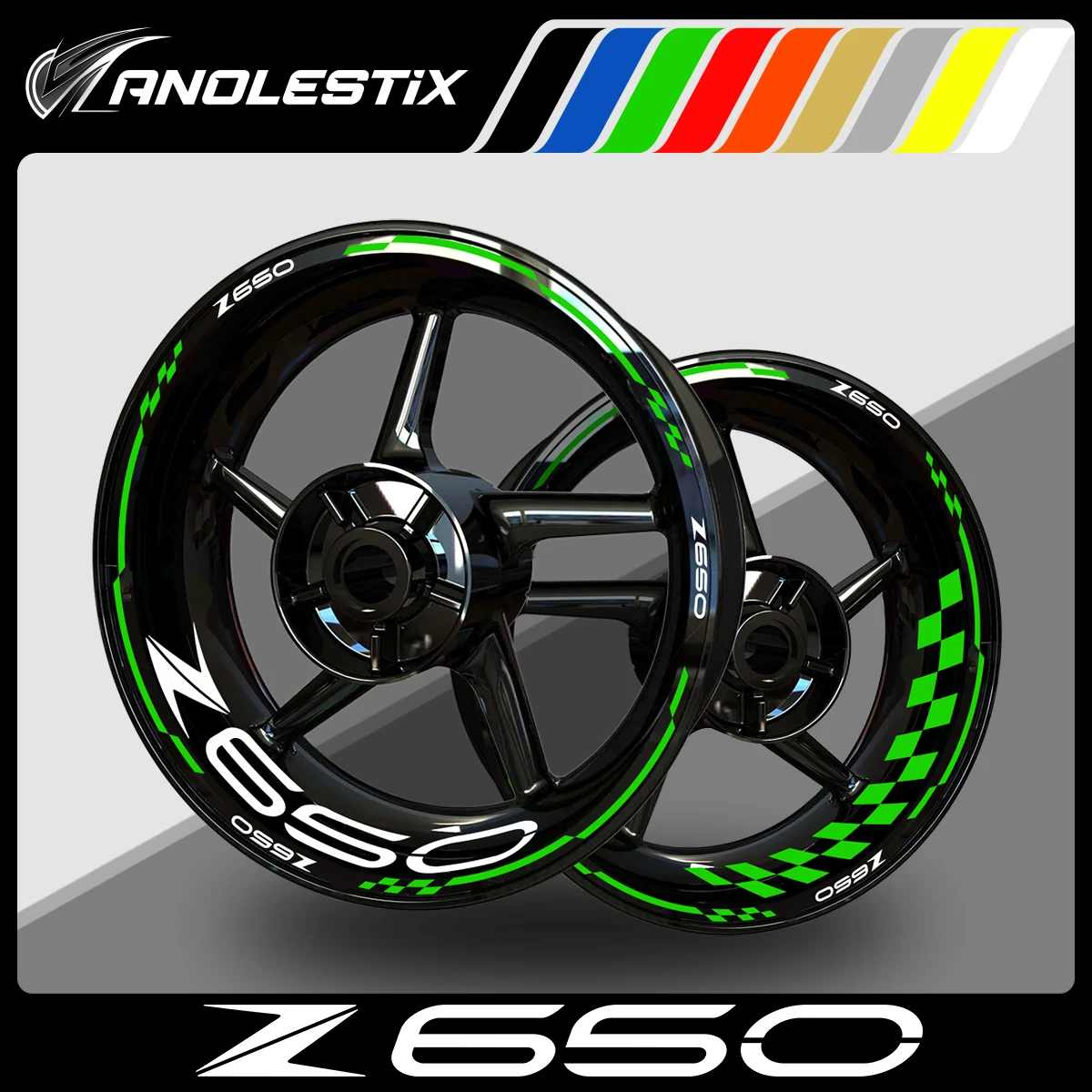 

AnoleStix Reflective Motorcycle Wheel Sticker Hub Decal Rim Stripe Tape For Z650