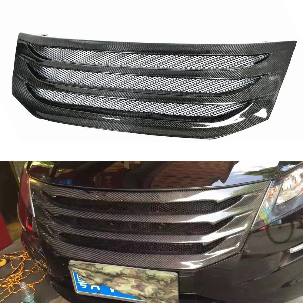 Car Racing Grills Front Grille For Honda Crosstour 2013-2016 Real Carbon Fiber Upper Bumper Intake Hood Mesh Grid Upper Body Kit