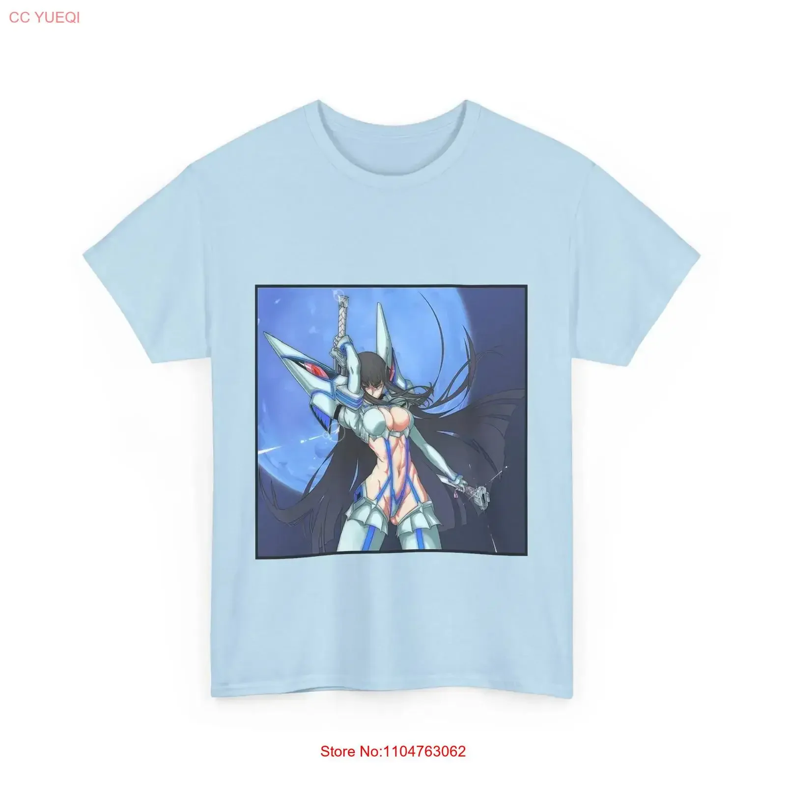 Futuristic Anime Heavy Cotton T Shirt Fan Service Satsuki Kiryuin vintage Washed streetwear Slightly Soft Top For Everyday Wear