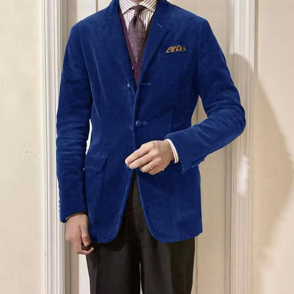 Giacca da uomo in velluto a coste autunno inverno blazer casual elegante britannico italiano tasca con bottoni cappotto formale confortevole 2026 nuovo stile