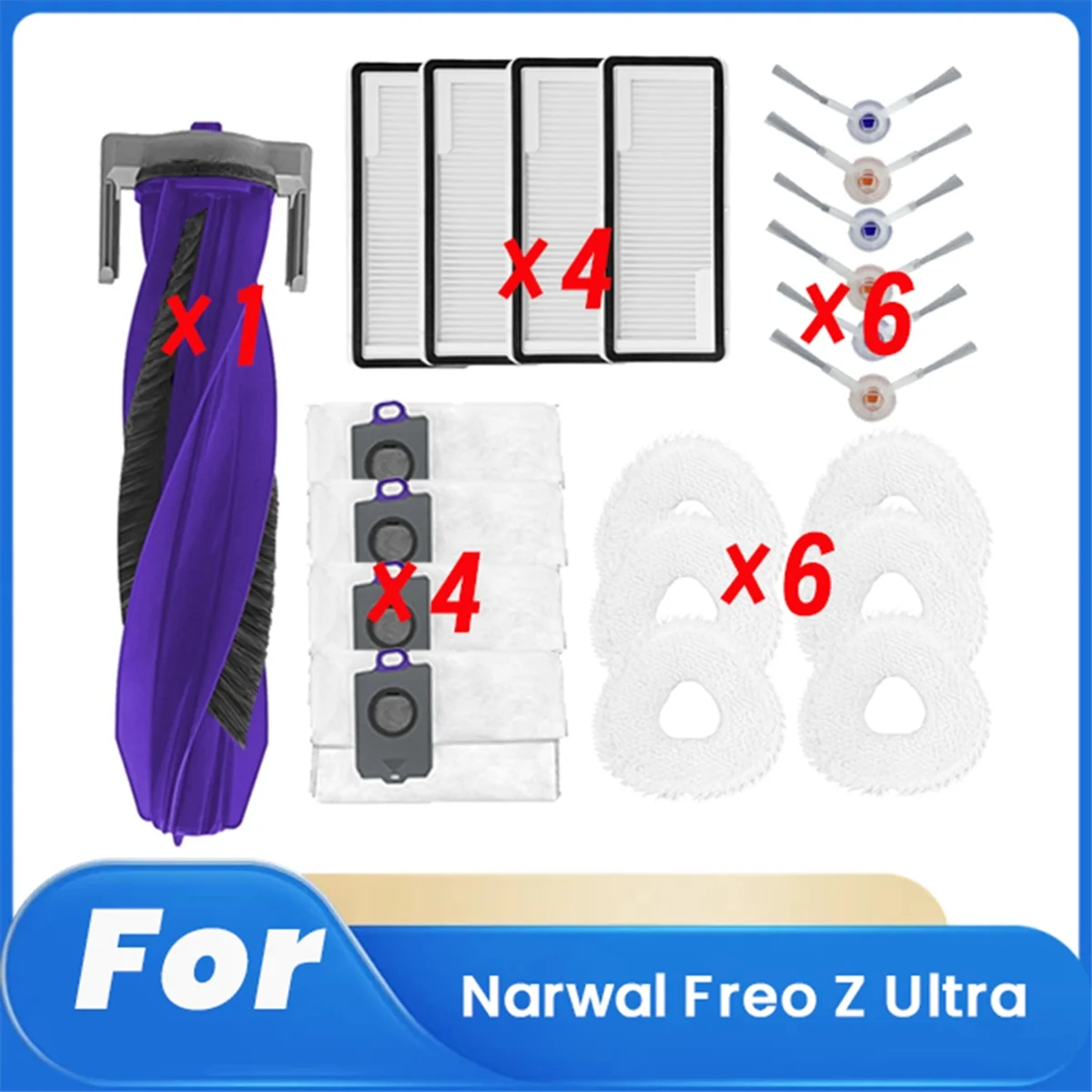 21 個 Freo Z ウルトラ掃除ロボットアクセサリークリーナーパーツ交換用メインサイドブラシモップフィルターセット-A63E