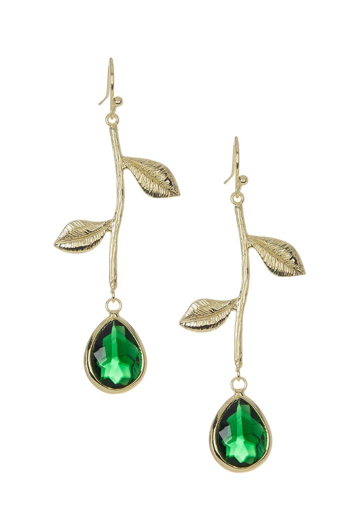

Golden Leaf Teardrops Crystal Floral Drop Earrings