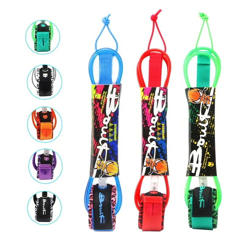 6ft Surf Leash SUP Leash Surf Leg Rope Surfboard Leash TPU Stainless Swivels Inflatable Paddle Board Longboard Foot Rope