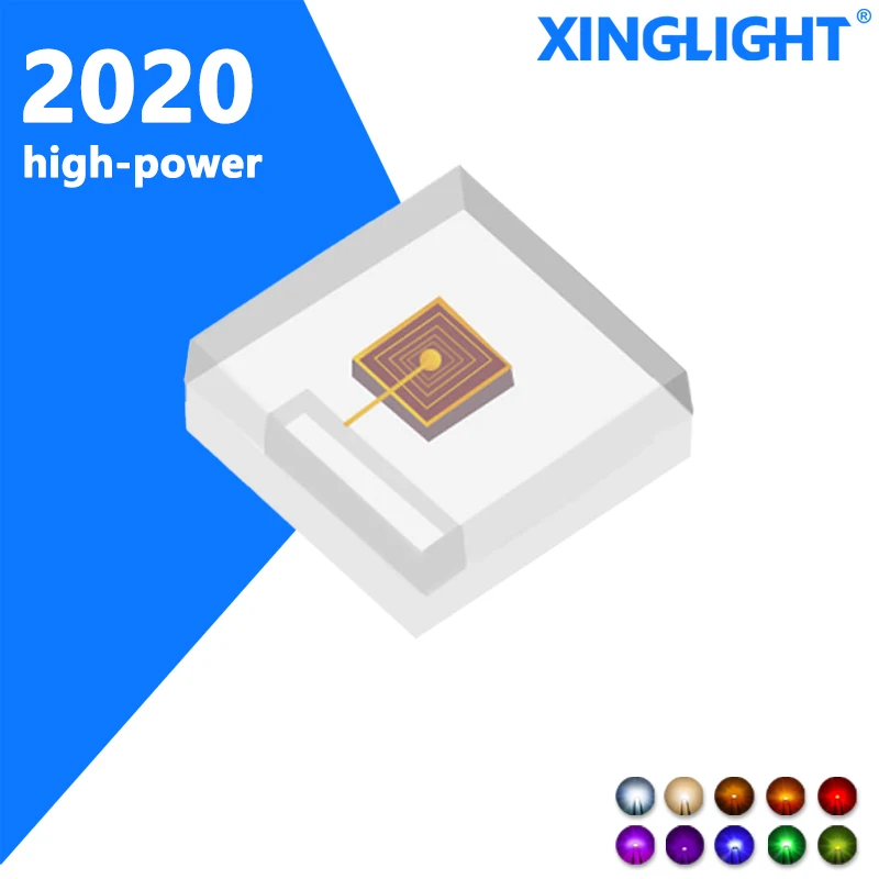 XINGLIGHT 고출력 2020 LED 램프 비즈, XL-2020SURC 세라믹 레드 화이트 발광 다이오드, 3W, 1 개