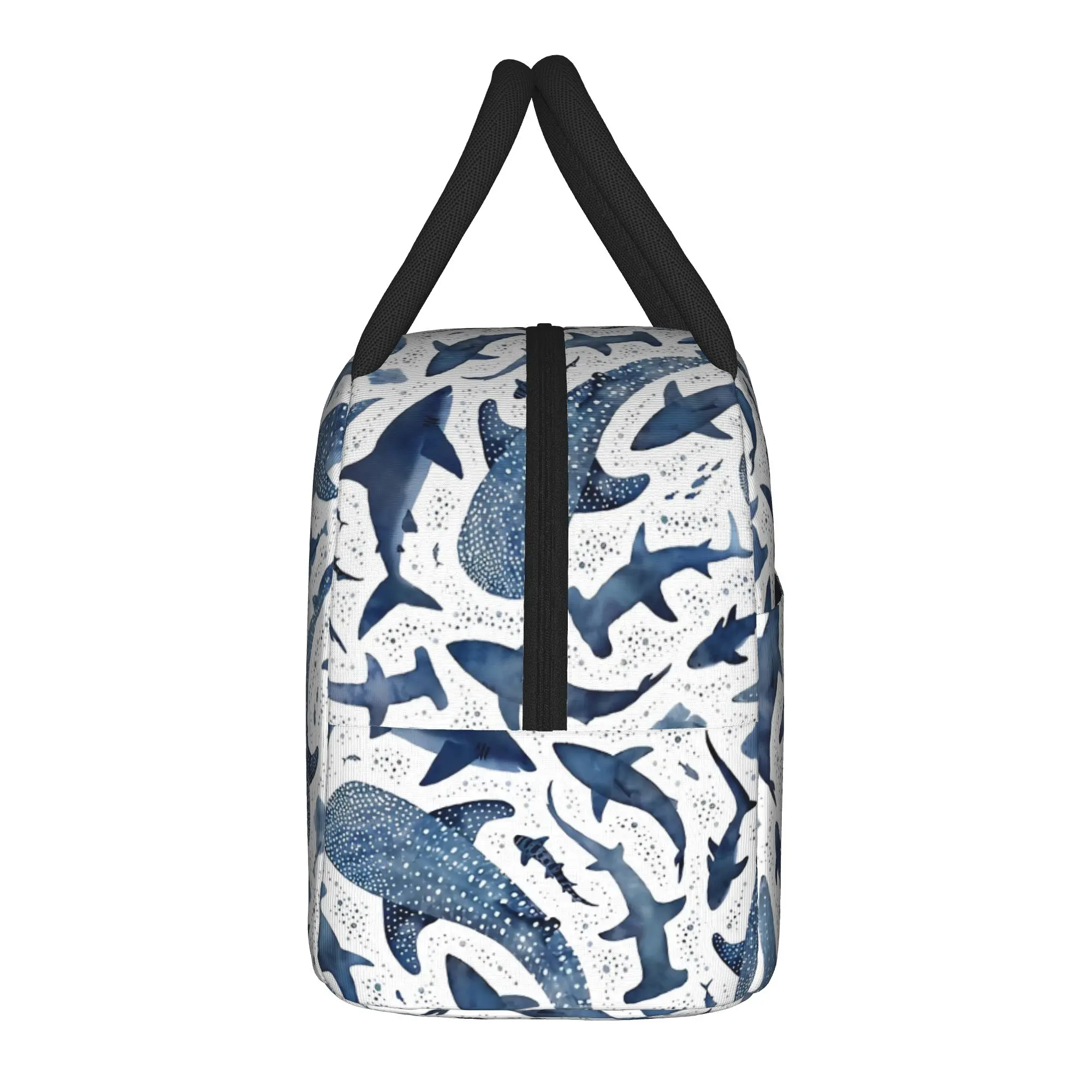 Shark Ocean Insulated Lunch Bag Cooler Bag Reusable,Lunch Container Starry Whale Sharks Large Tote Lunch Box Food Handbag