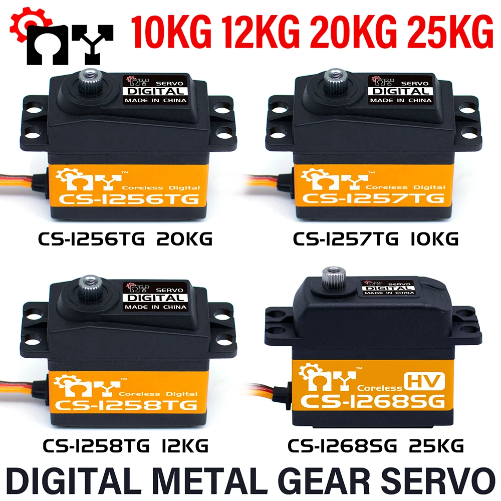 MY RC Coreless Digital Servo 6V 10/12/20/25KG Gear Servos Coppia elevata Sterzo standard 25T Uscita Ingranaggio Scanalato per 1/8 RC Car