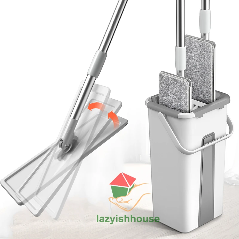 Squeeze mop with bucket floor clean mop head cloth clean cleaner Household floor Cleaning magic mop squeeze clean wall tiles