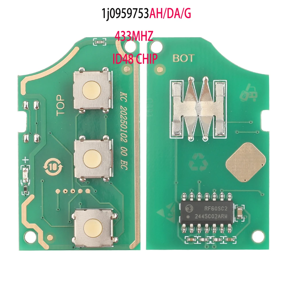 jingyuqin Remote Flip Car Key Shell For VW Golf Passat Polo Jetta Touran Bora Sharan 1J0959753AH,1K0959753DA,1K0959753G 433mhz