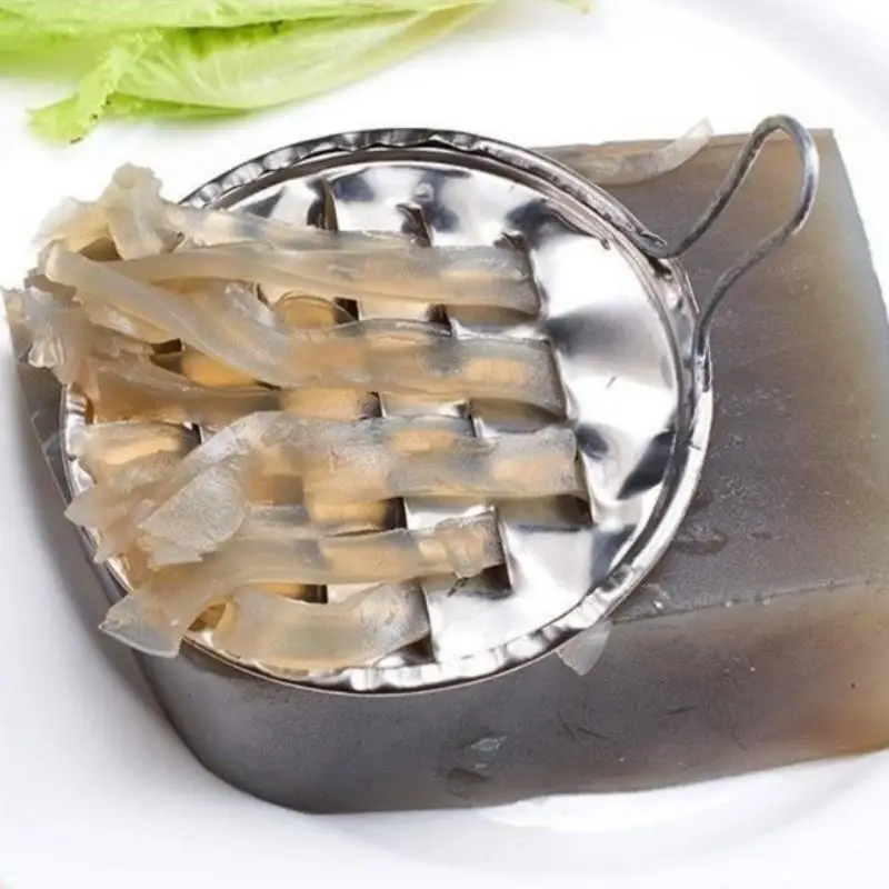 1pc Practical Stainless Steel Jelly Scraping Scraper Roton Macroporous Household Jelly Scratch Knife Tool Jelly Bean Cold Noodle