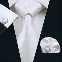 FA-393 hommes aught blanc Paisley injJacquard tissé classique aught Hanky boutons de manchette ensemble pour hommes affaires mariage fête