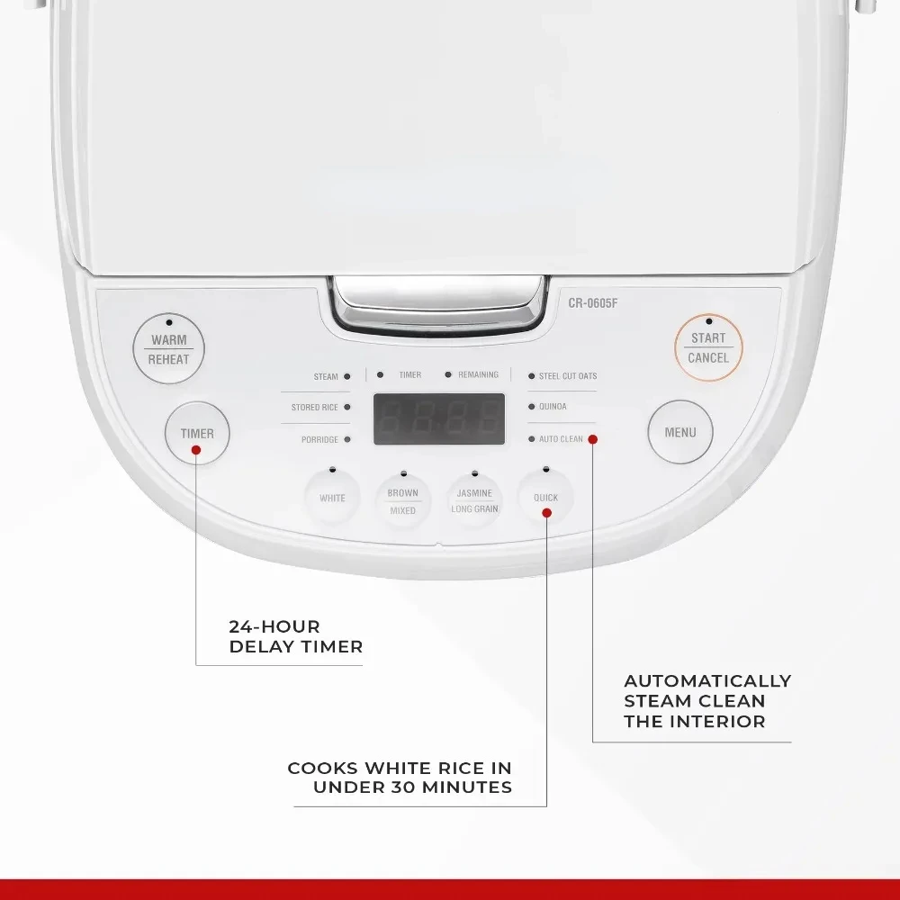 (uncooked)/12 cup (cooked) Rice Cooker, 10 Menu Options: Oatmeal, Brown Rice & More, Touch-Screen