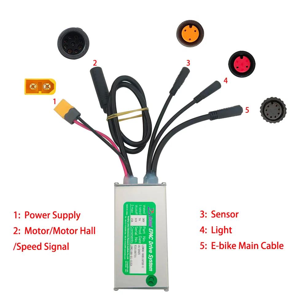 Ebike Motor Brushless Controller LSW2168-01-01EA 36V 14A Speed Controller For Electric Bicycle Scooters Fat Tire Bikes MTB