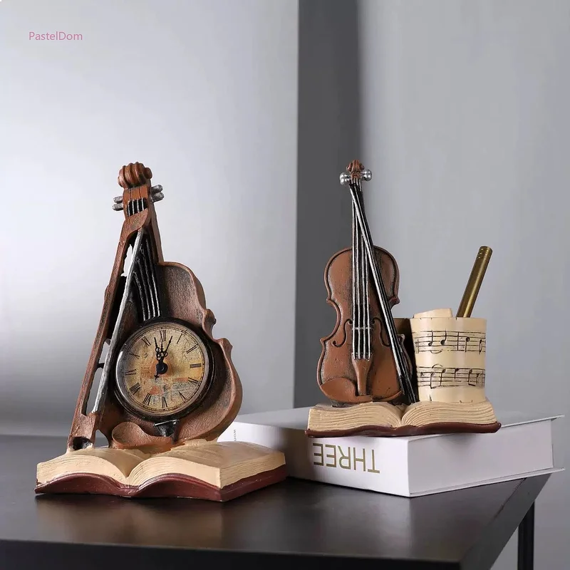 Vintage Violin Pencil Holder Creative Pen Holder Desk Organizer Office Decor home decoration accessories