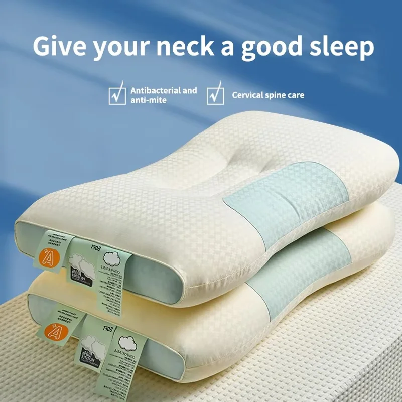 Two-tone Patchwork Sleeping Pillow Core Cervical Pillow Star Hotel Fiber Pillow Core Sleep Pillow