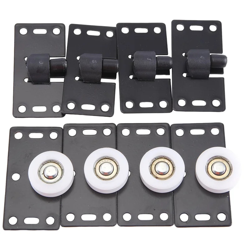 A76K 4 комплекта колес для раздвижных дверей, ролики, шкивы, направляющие для шкафа, гардероба, плавные и бесшумные нейлоновые колеса