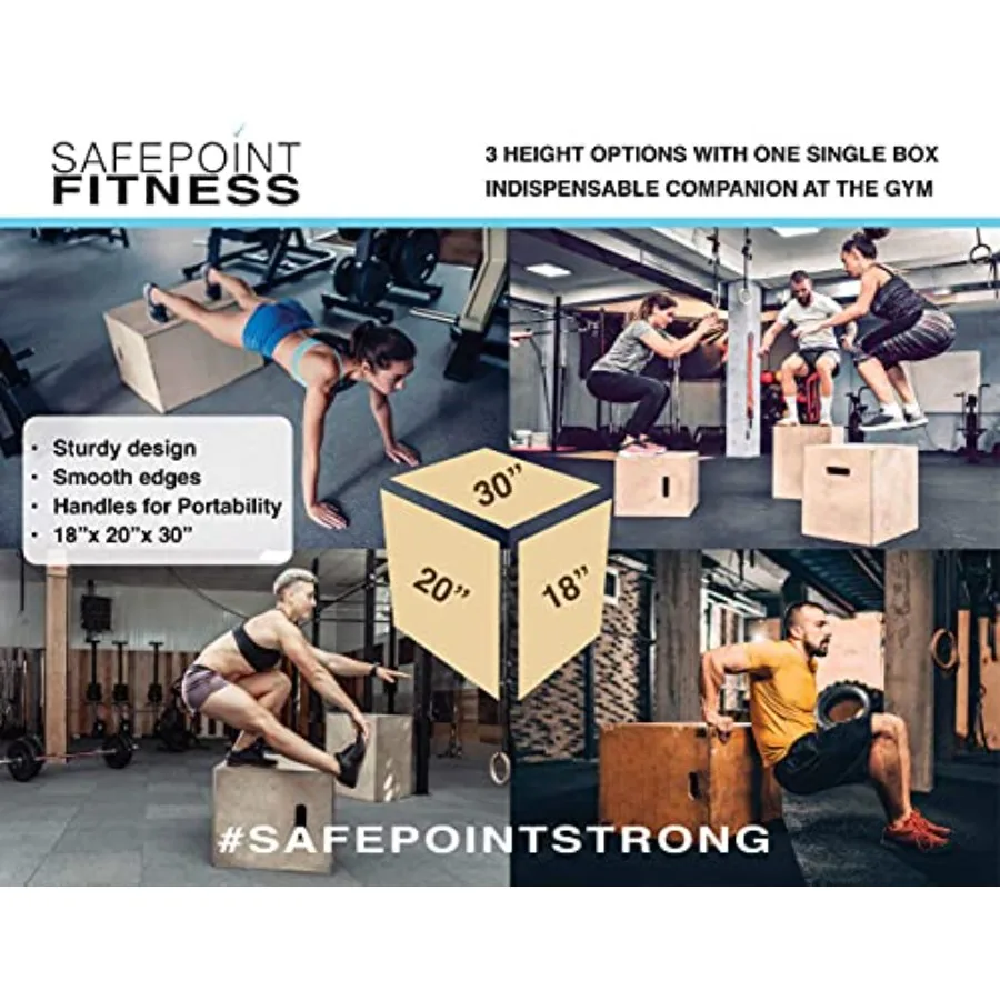 กล่องพลายโอไม้กันลื่น SafePoint Fitness 30 24 20 สำหรับฝึกกระโดด ครอสฟิต ออกกำลังกาย กล่องสำหรับสควอทและสเต็ปอัพ ประกอบง่าย