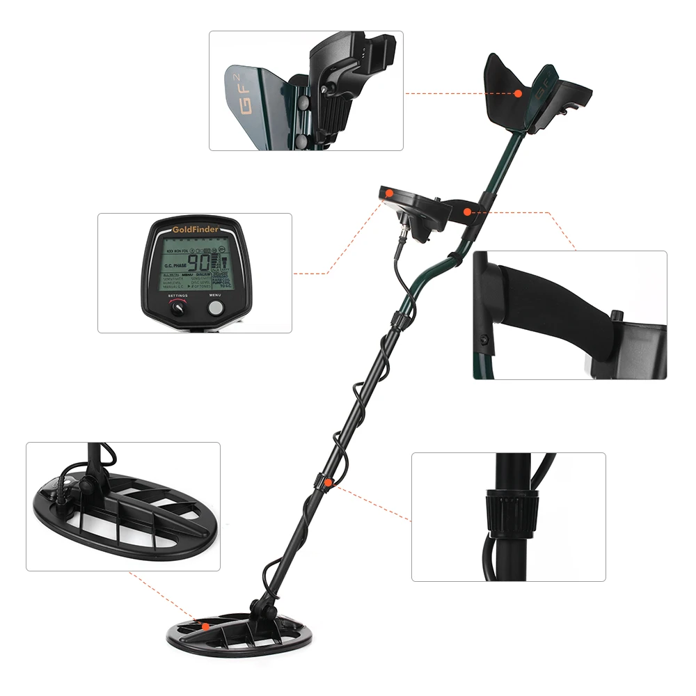 GF2 High Sensitiivty Pulse Induction Gold Detector , Wholesale Long Range Large Screen Deep Search Underground Gold Detector