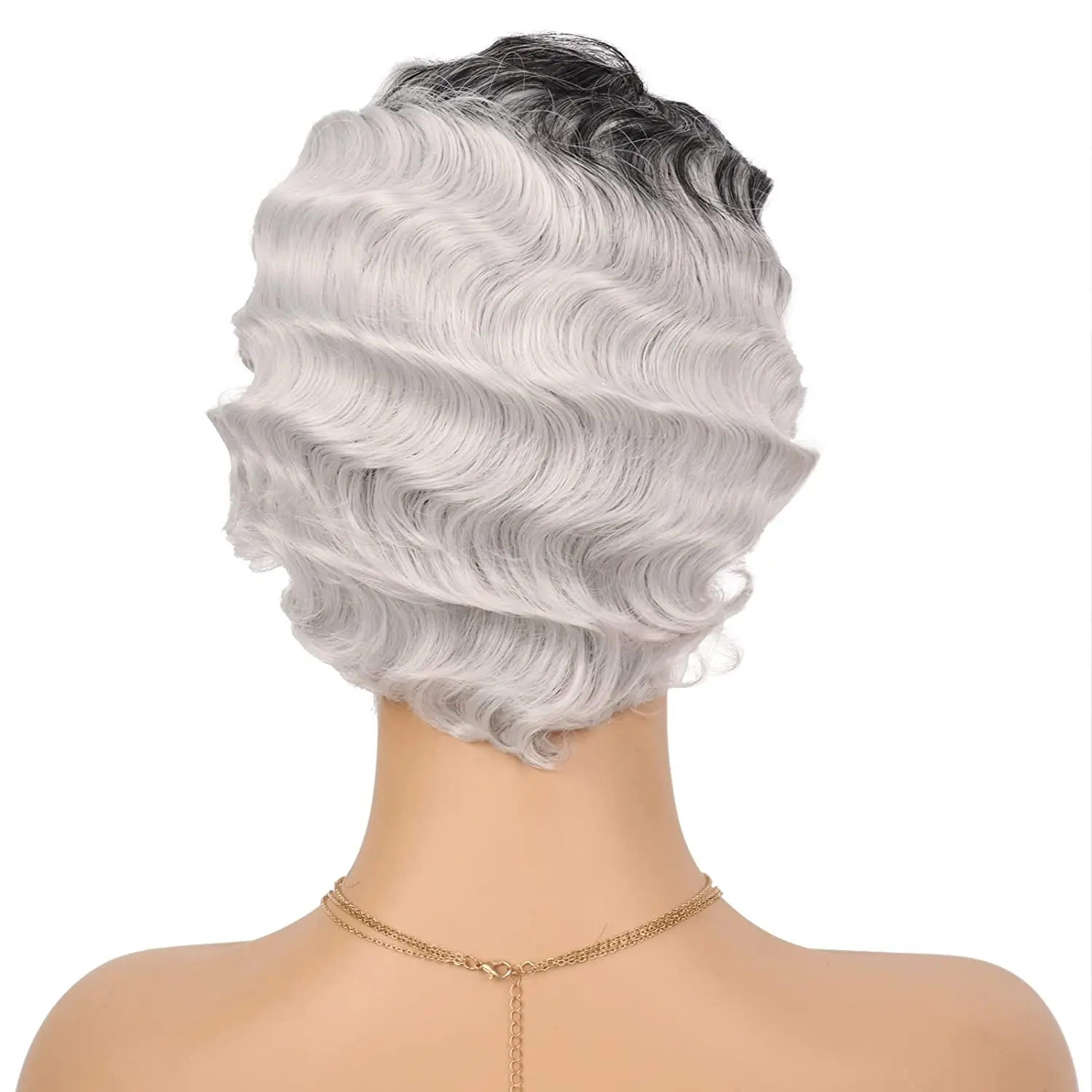 Finger Wave Wigs for Black Women 70s Retro Vintage Synthetic Curly Wigs Heat Resistant Costume Cosplay Natural Looking Nuna Wig