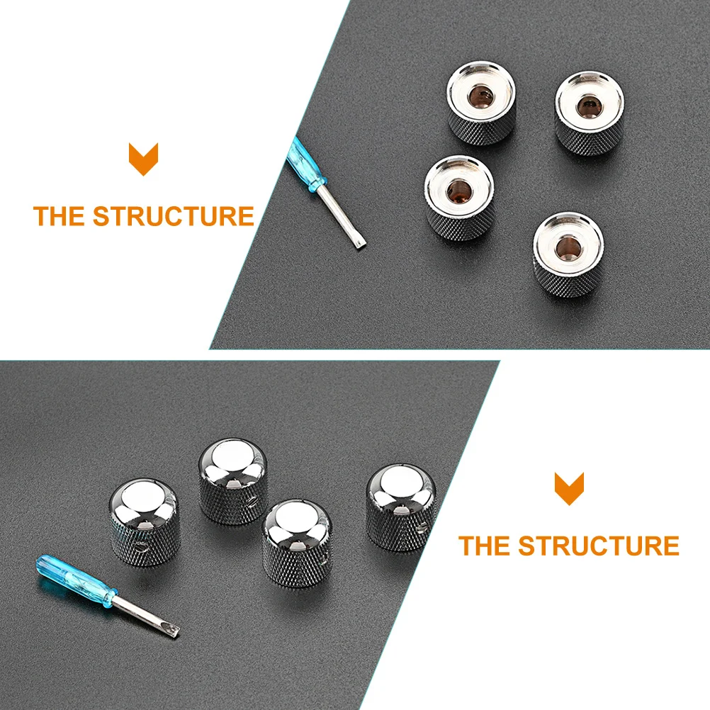 

Gold Knobs Guitar Tone Volume Control Accessory Instrument Electric Replacement Knob‘ Silver Metal Child