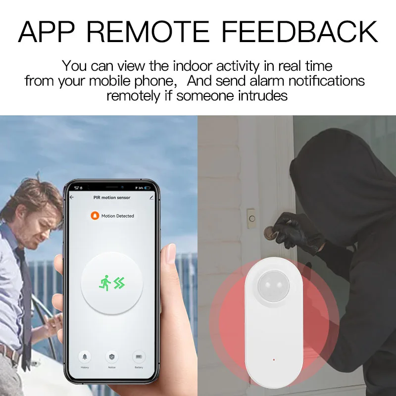 Tuya Smart LifeZigbee PIR Motion Detector Sensor App Real-time monitor, Alarm for Security Remotely Support Alexa Google Home