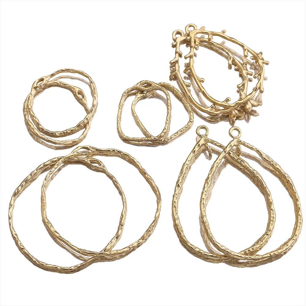 4pcs/Lot Gold 316 Stainless Steel Earrings Bezel Charms Connectors for Diy Jewelry Making Supplies Accessories Items Wholesale