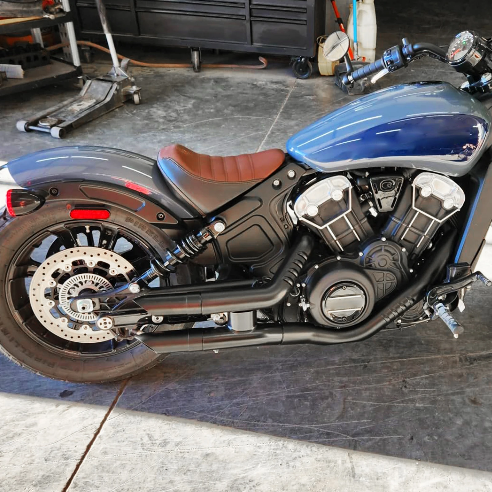Slip-On Exhaust System Short GP Mufflers Exhaust Pipe Tail Section For Indian Scout Sixty Twenty Bobber Rogue Twenty 2015-2023 view 2