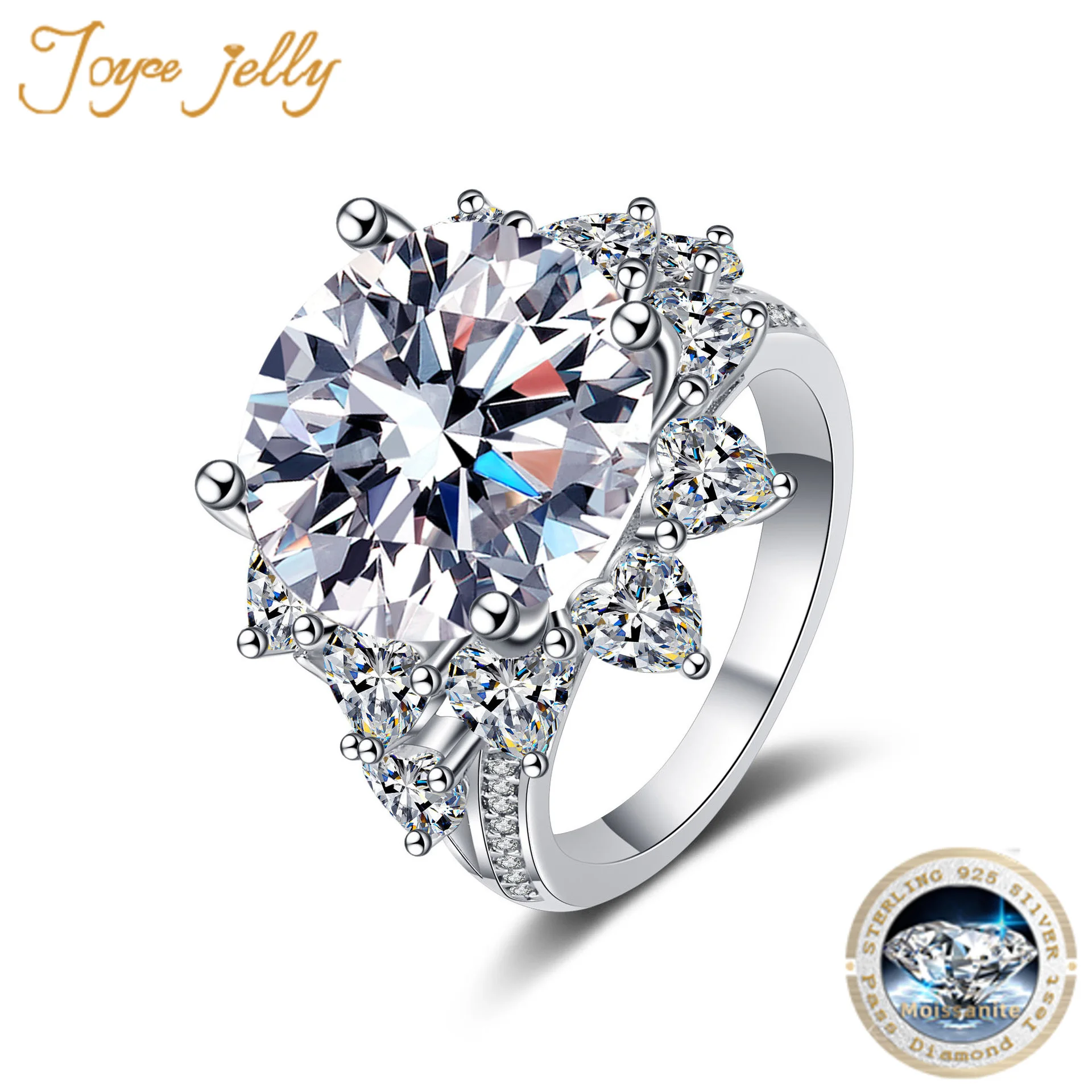 

10CT Round Moissanite Ring For Women Solid 925 Sterling Silver Round 14mm Moissanite Engagement Christmas Dating Party Gift