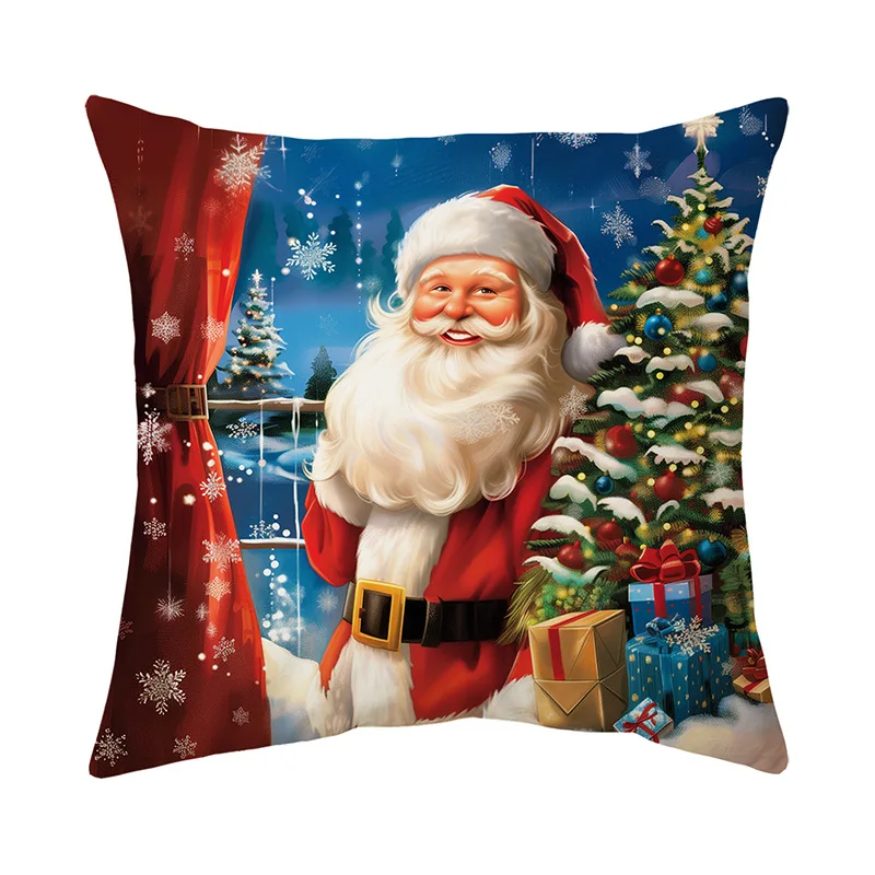 45x45cm Christmas Cute Pet Series Printed Cushion Cover Soft Short Plush Sofa Decorative Pillowcase Christmas Home Decoration