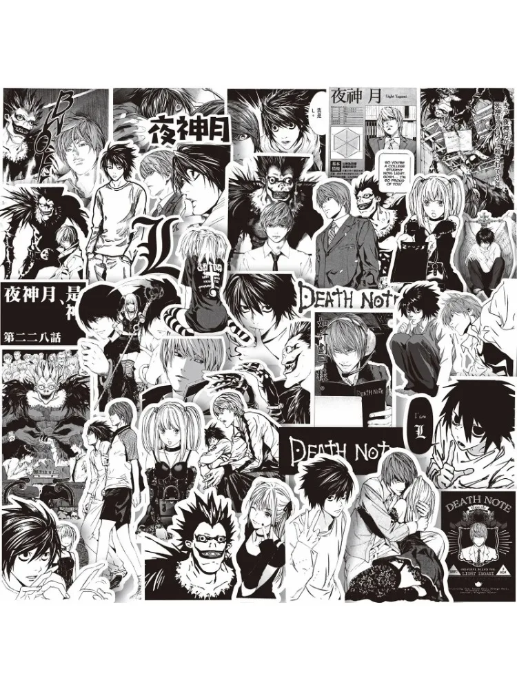 AliExpress Bandai 65PCS Anime Death Note Stickers Black White Decals Scrapbook Luggage Laptop Bike Suitcase Car Graffiti Sticker Decoration Toy
