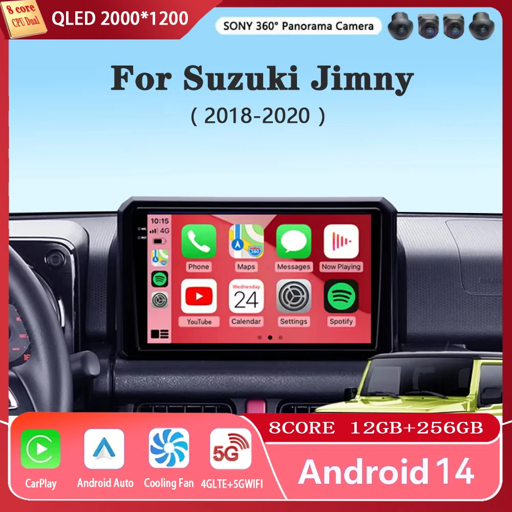 Android 14 Carplay Car Radio For Suzuki Jimny 2018 2019 2020 Navigation GPS Multimedia Player stereo BT DSP wifi+4G Auto 2 DIN