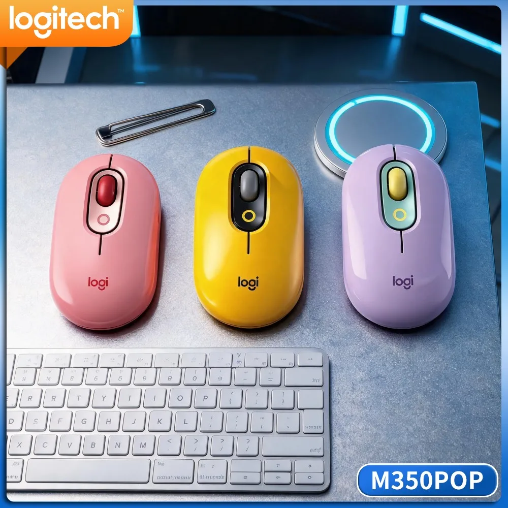 Logitech M350 POP Slim Pebble Mouse Recycled Material 3‑Button Layout For Event Planners Multi‑Device Control