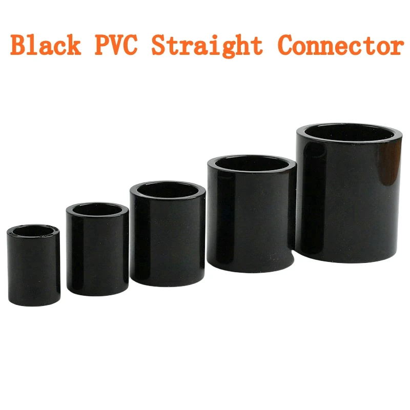 1PC Black PVC Straight Connector Garden Irrigation Pipe Fittings Adapter Aquarium Fish Tank System Hydroponics Frame Joint