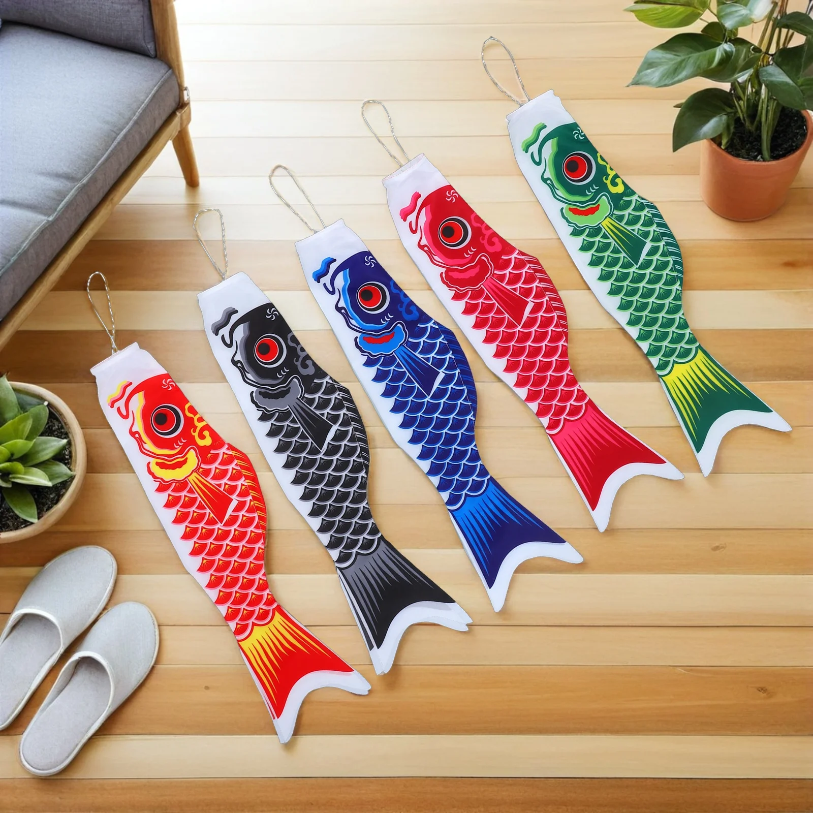 

5pcs 70Cm Japanese Koinobori Wind Sock Waterproof Durable Outdoor Home Garden Decoration Dragon Boat Festival Gifts Colorful