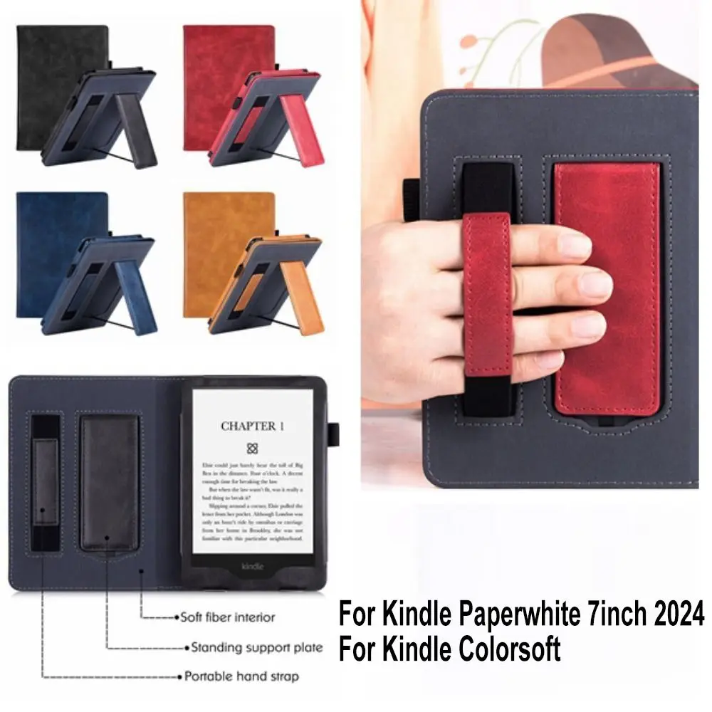Hand Strap 7 Inch EReader Case Auto Sleep/Wake Stand Case for Kindle Paperwhite 2024 12th Gen/Colorsoft Signature Edition