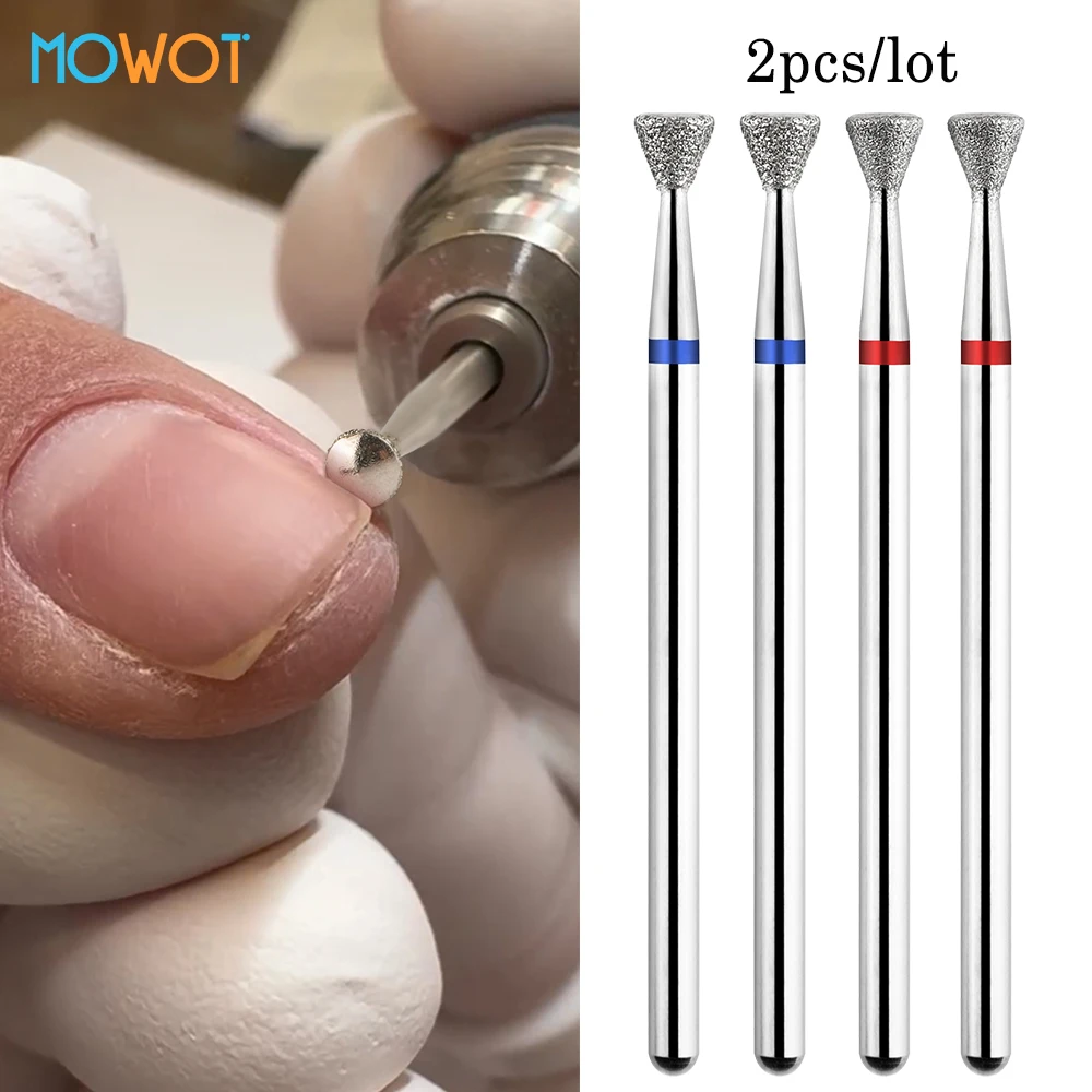 

MOWOT 2pcs Nail Drill Bits Rotary Diamond Milling Cutter for Cuticle Clean Nail Polishing 3/32'' Electric Nail Files Nail Tools