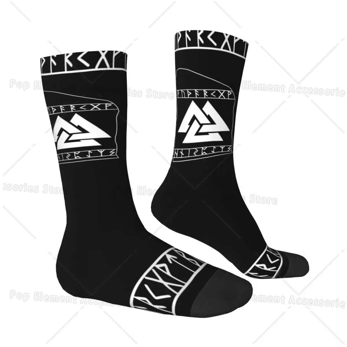 Hip Hop Vintage Valknut Norse Stone Crazy Men's Socks Viking Unisex Street Style Pattern Printed Funny Crew Sock Boys Gift