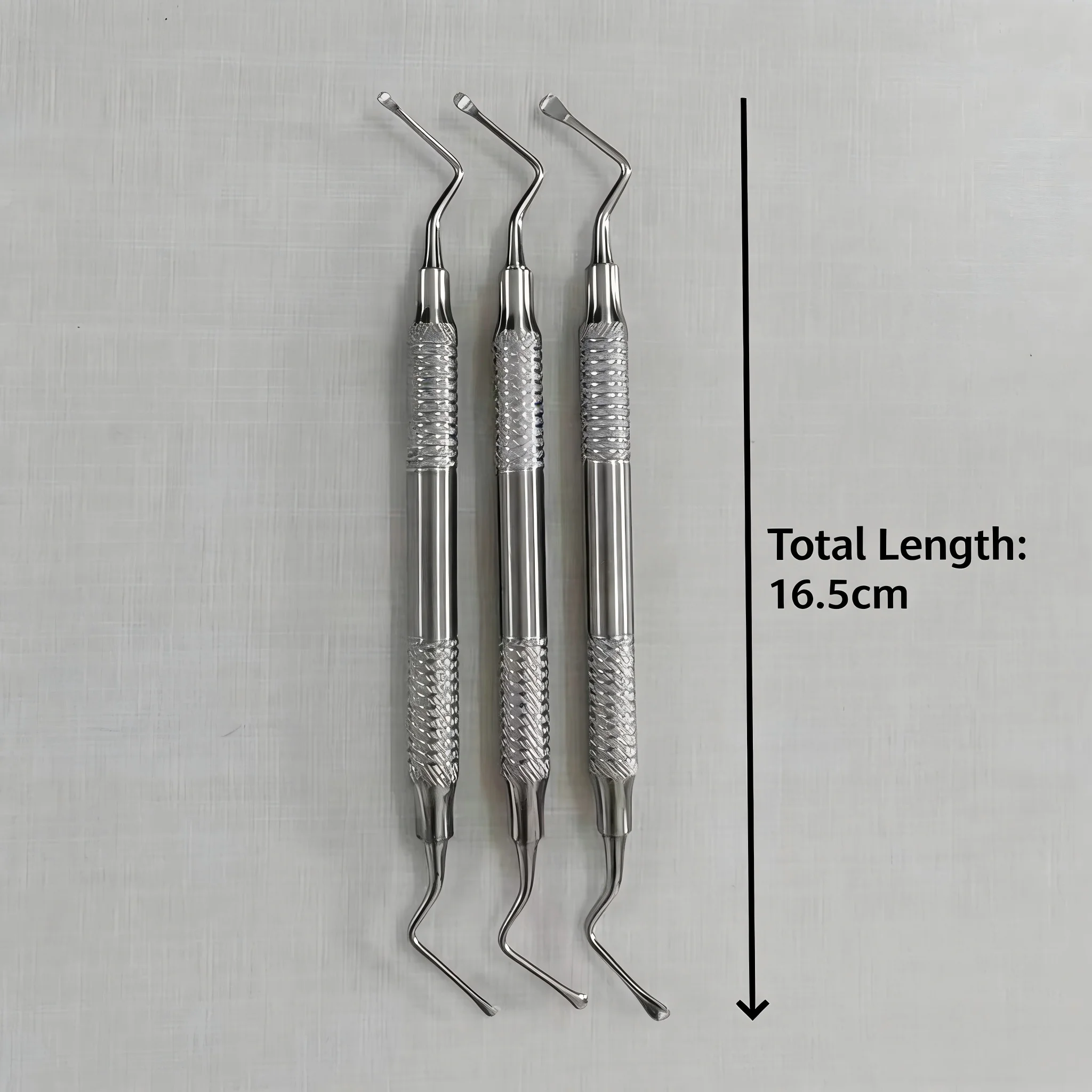 3Pcs Periodontal Curette Set Double-Ended Spoon Excavator & Toothed Scaler for Dental Tartar Cleaning