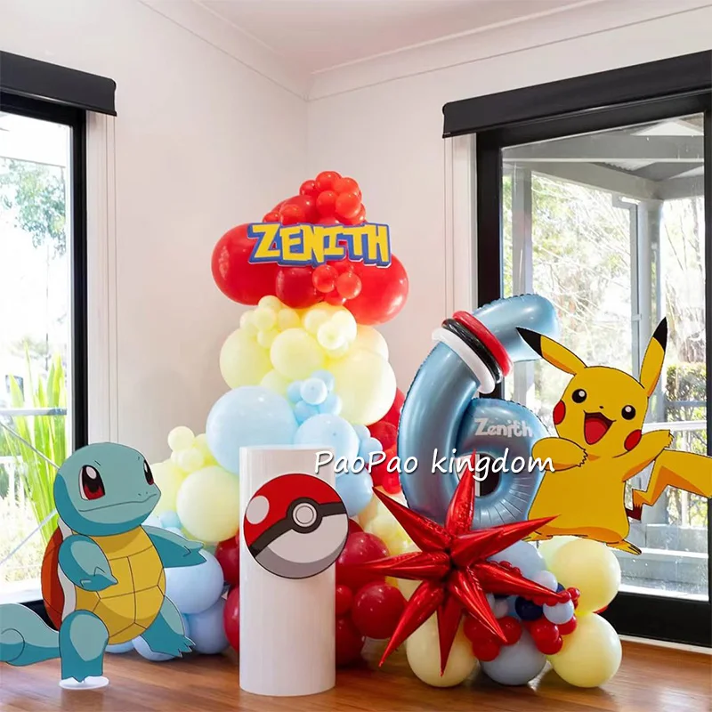 Pokemon Pikachu Folienballons Bogen-Girlanden-Set Latexballons Zahlenballons Geburtstag Babyparty Dekoration Geschenk Spielzeug