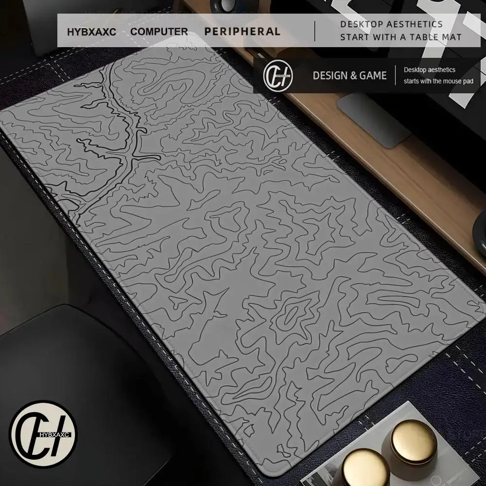 Abstract Contour Line Mouse Pad Cute HD Desk Pad Extended Gaming Keyboard Mats Large 90x40cm XXL Gamer Mousepad
