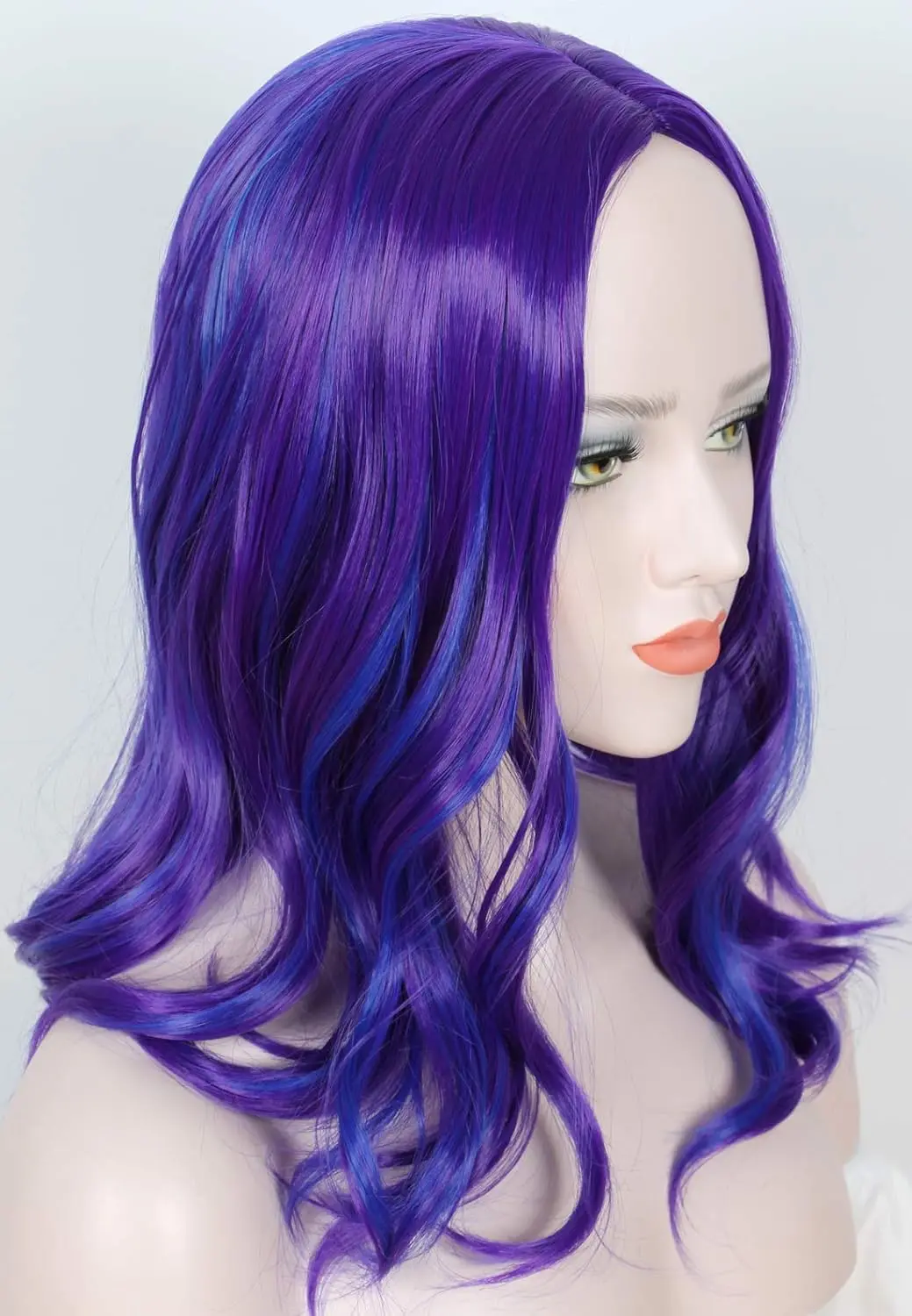 Discendenti 2 Mal Parrucca Viola Mix Costume Cosplay Donna Lungo Rettilineo Resistente Al Calore Capelli Sintetici Gioco di Ruolo Parrucche + Berretto