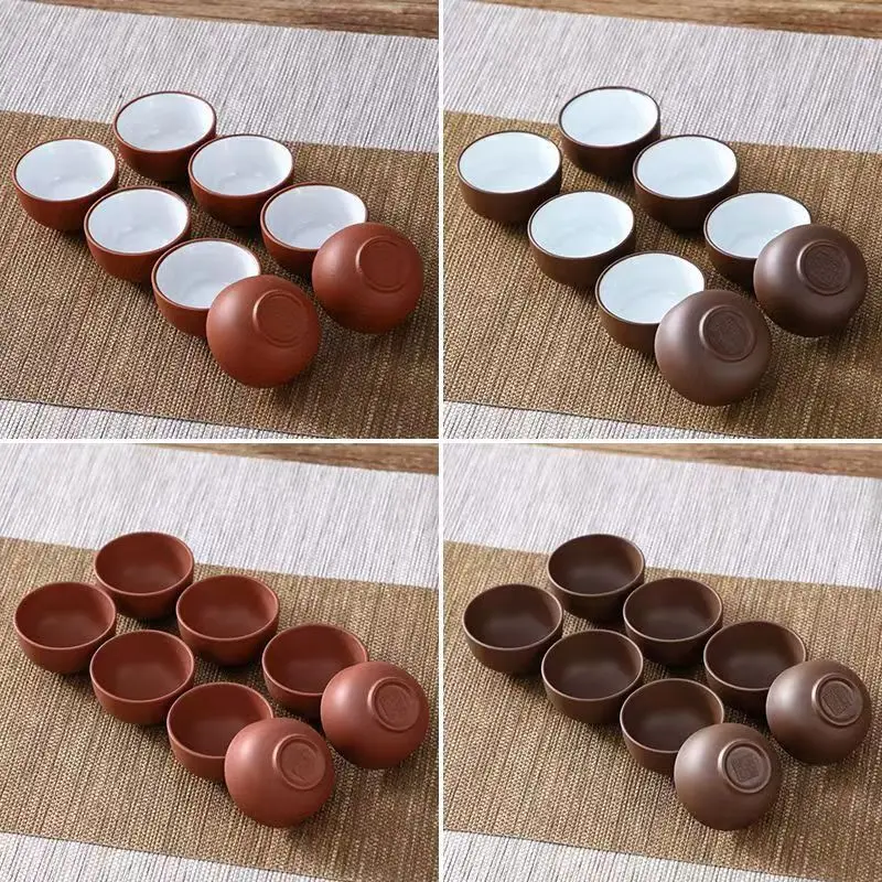 8 Pcs/set Yixing Handmade Purple Clay Teacup Authentic Dahongpao Tea Bowl Travel Portable Pu'er Master Cup Chinese Zisha Tea Set