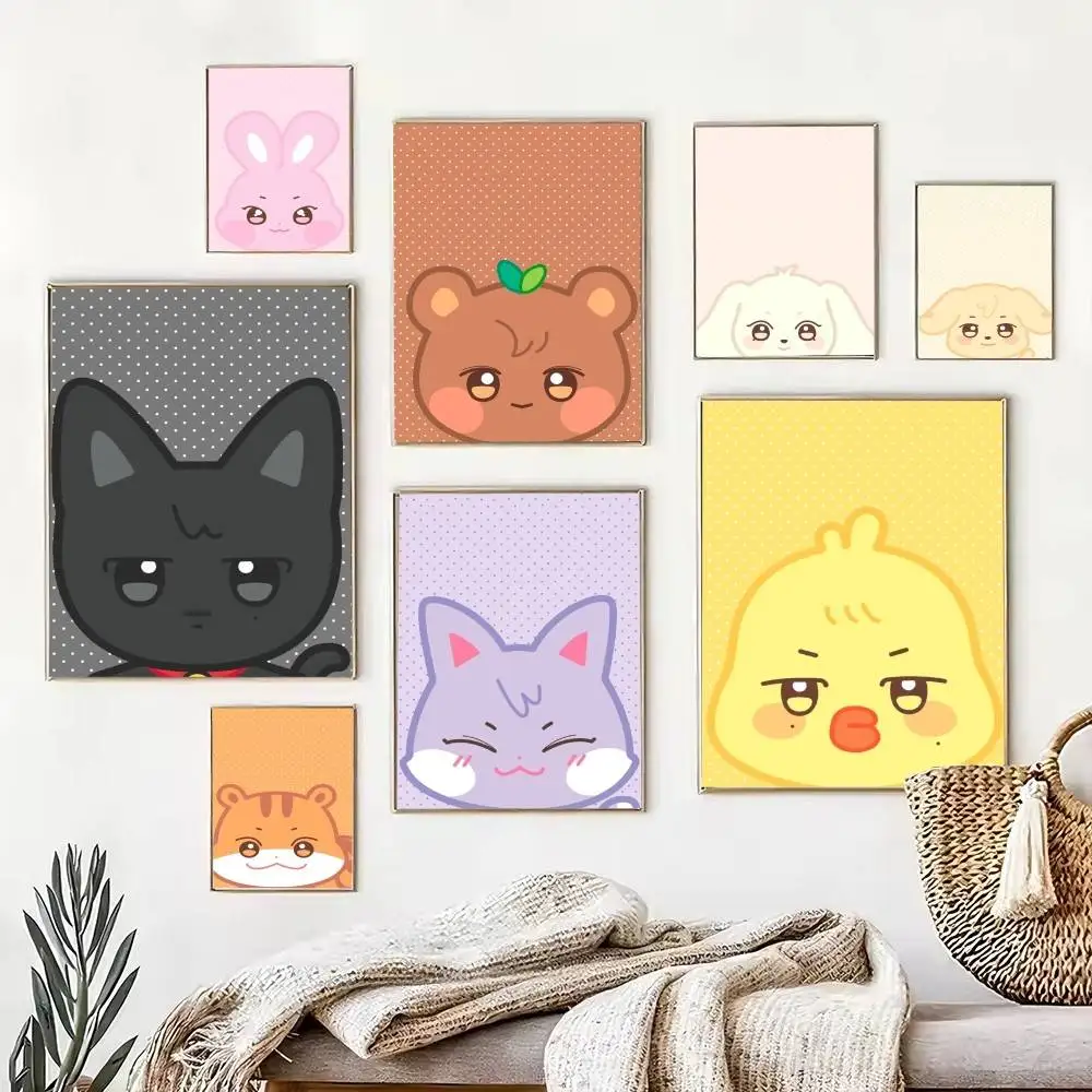 Cute cartoon Hot J-ATEEZ Kpop  Poster High Quality Dorm Living Room Aesthetic Wall Decoration Painting Stickers Gift