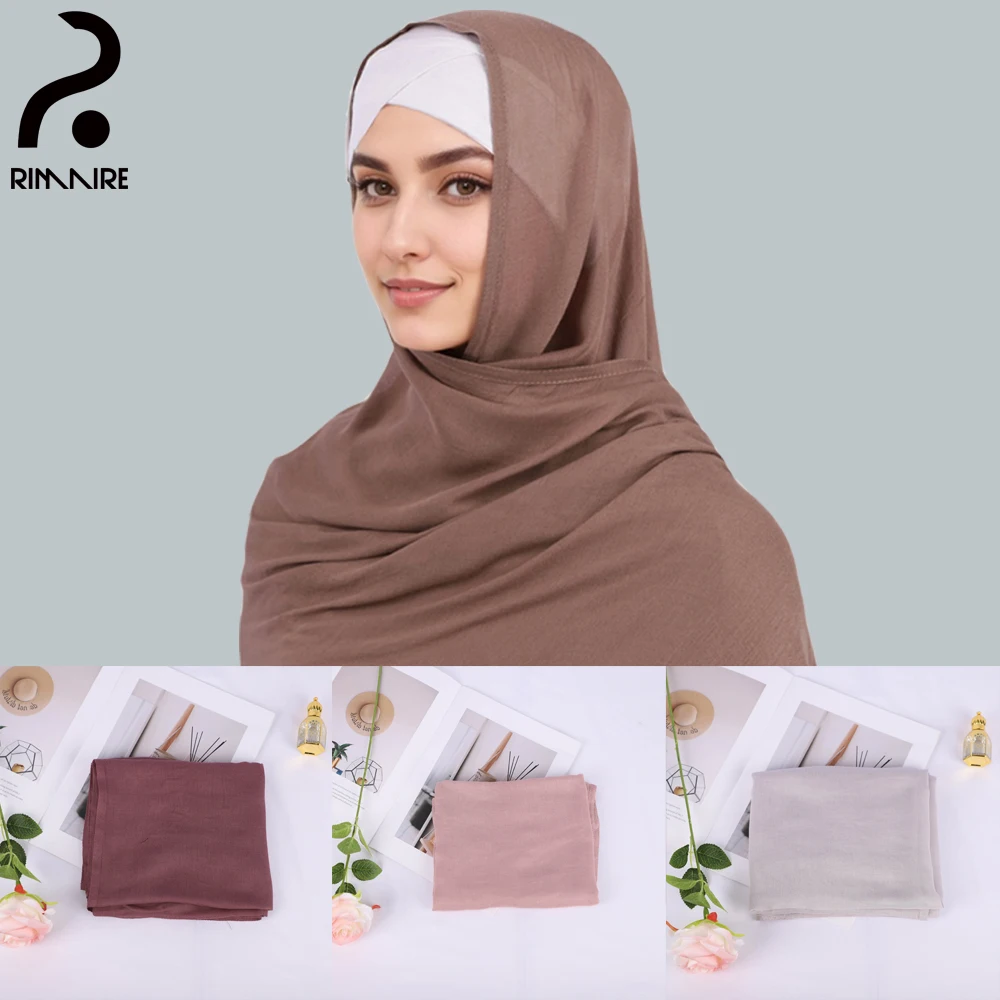 Newest Cotton Muslim Hijab for Women Classic Solid Islam Turban Headscarves Thin Ladies Headscarf Shawl Wraps Wholesale RIMAIRE