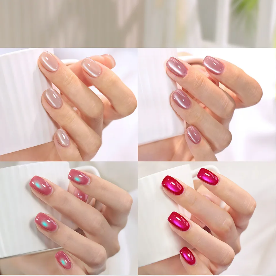Set de esmalte en gel magnético ojo de gato, removible UV LED, con primer, esmalte de uñas 6
