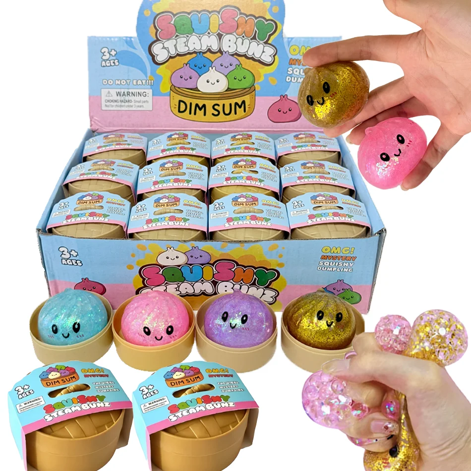 Mini Glitzer-Dumpling Squishy ULTRA SELTEN Gold Glitzer Versteckte Edition Dumpling Sensorischer Dampfer Weicher Teigball zur Stresslinderung