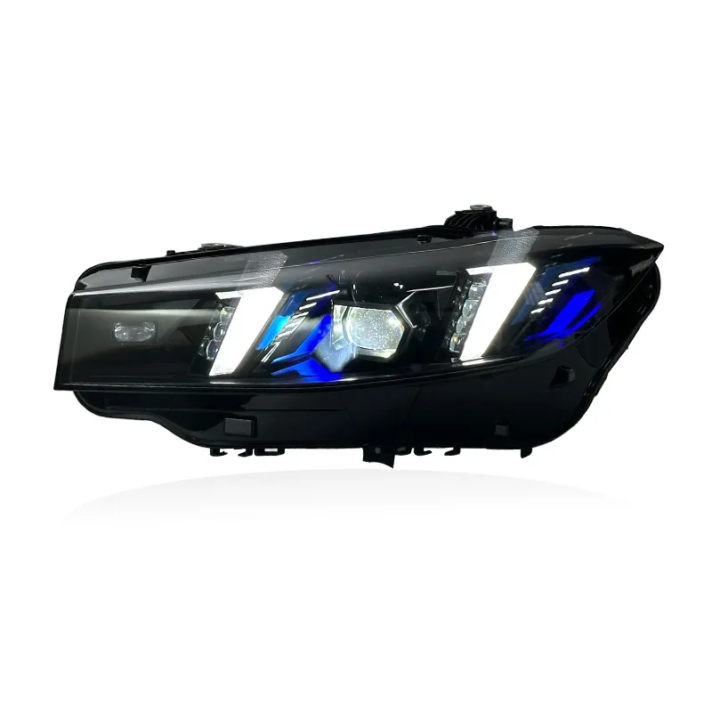 New Double-color 6000K LED Headlight for BMW 3 Series G20 2023-2025 Modified Snake Eyes Yellow White DRL Car Lamp Assembly